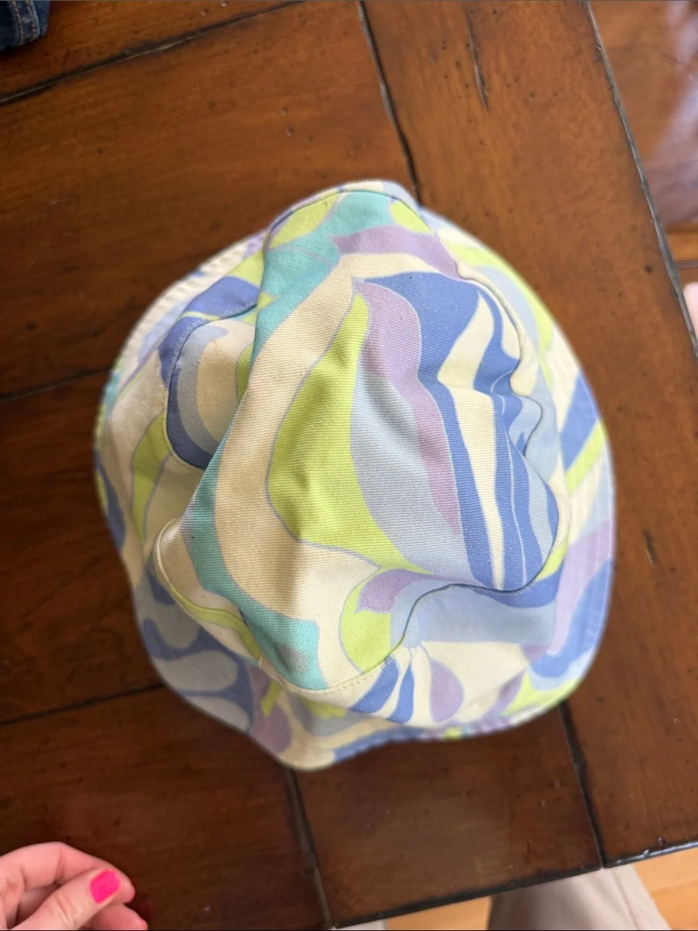 Gap Kids Reversible Bucket Hat L/XL Pastel Psychedelic Print Neon Green